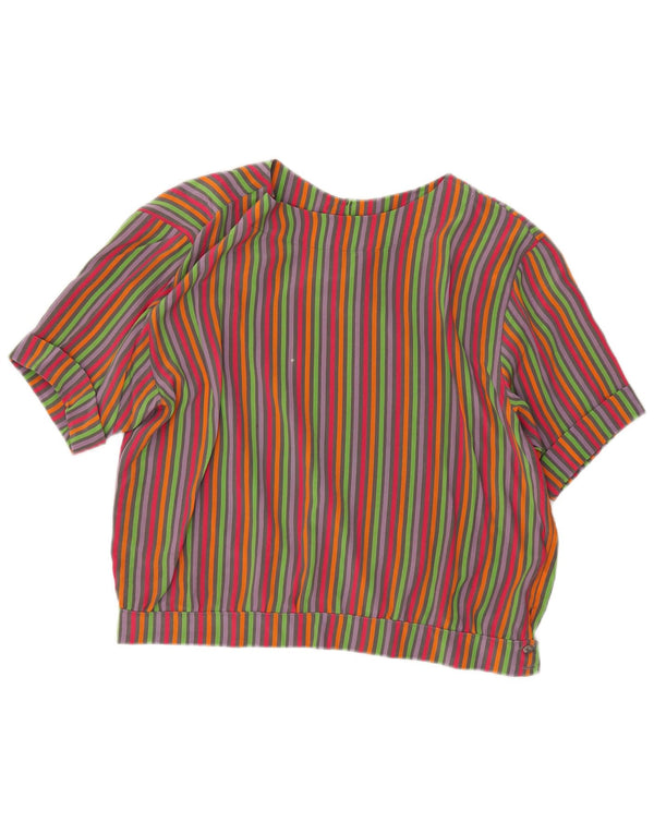 Marina Rinaldi Womens Crop Blouse Top Taille 21 Moyen Multicolore Rayé