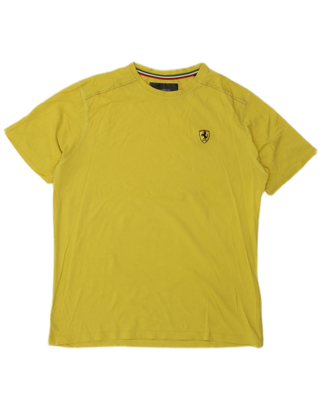 Ferrari T-Shirt Homme Haut Large Jaune Coton