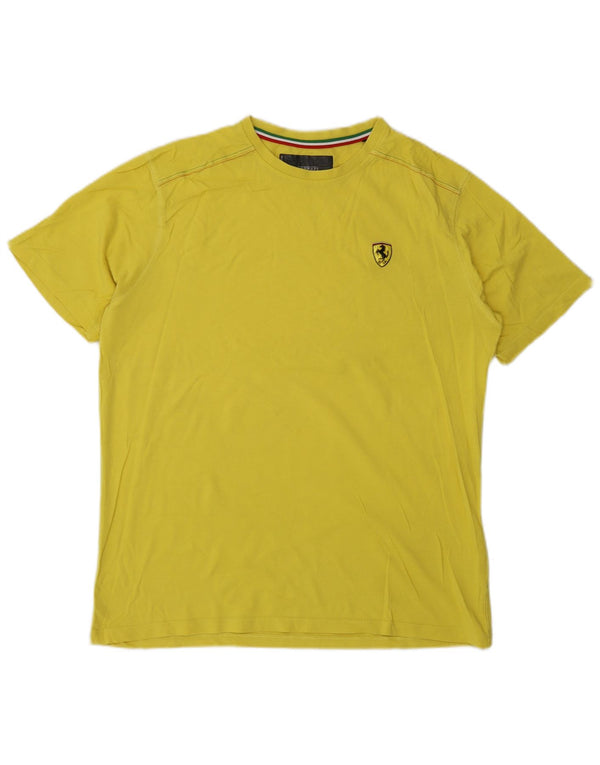 Ferrari T-Shirt Homme Haut Large Jaune Coton