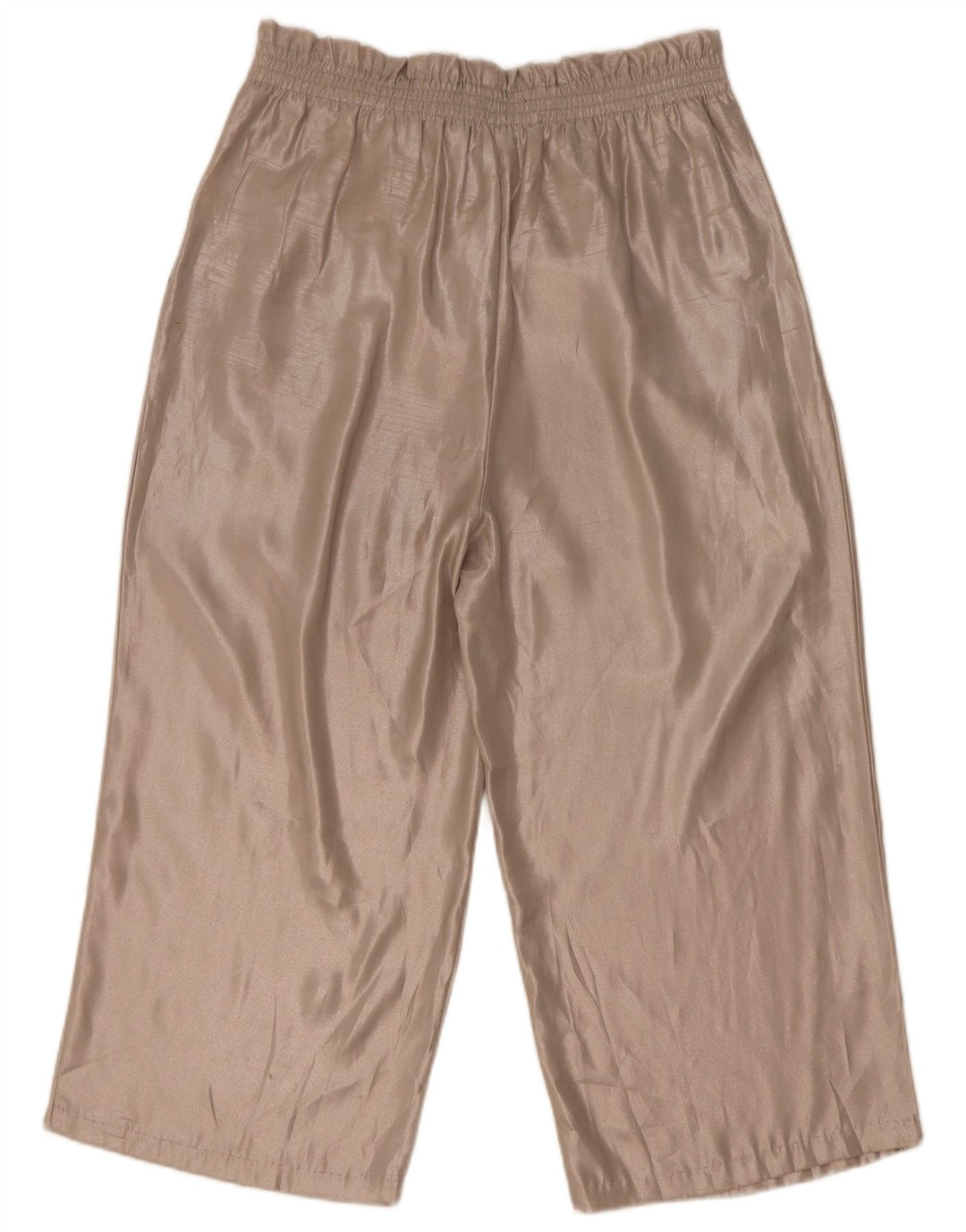 Zara Pantalon Capri Taille Haute Femme Moyen W28 L21 Beige Polyester