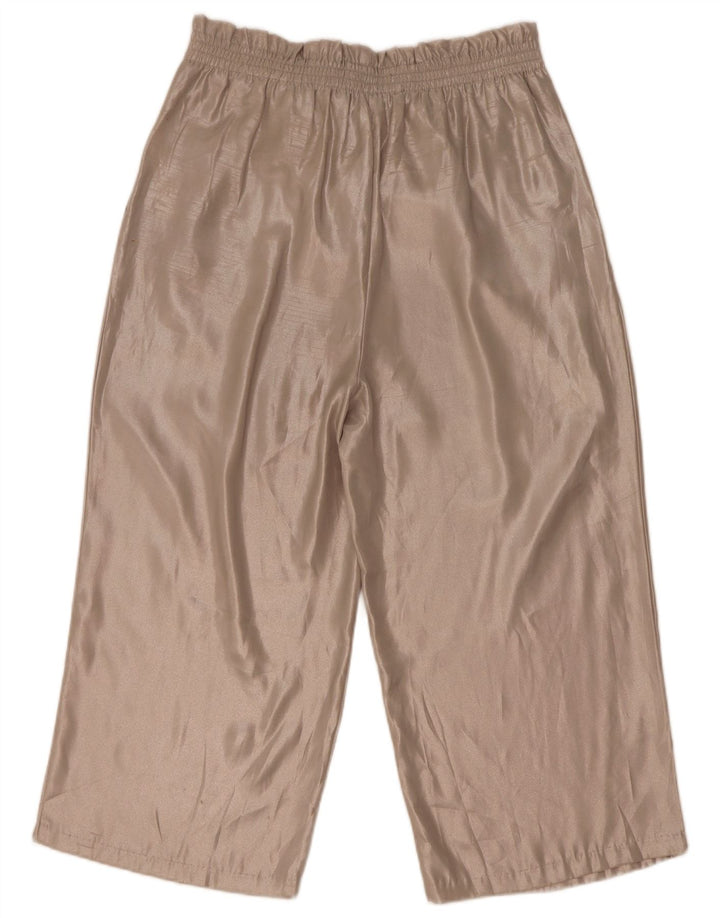 Zara Pantalon Capri Taille Haute Femme Moyen W28 L21 Beige Polyester
