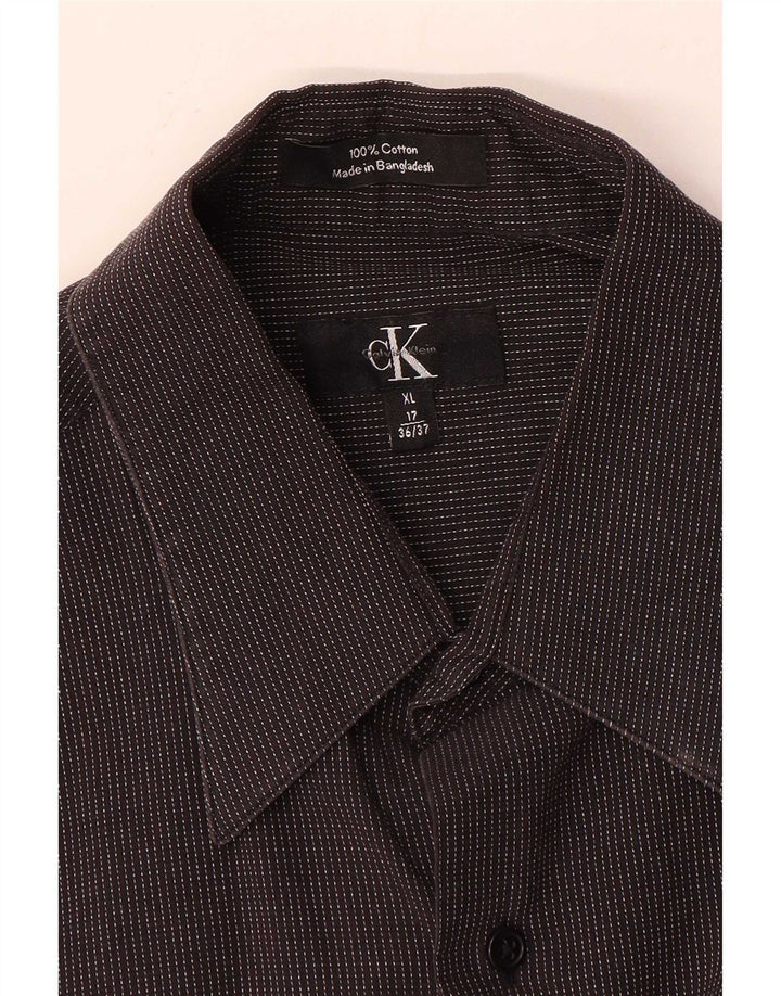 Calvin Klein Chemise Homme Taille 17 XL Coton Rayé Gris