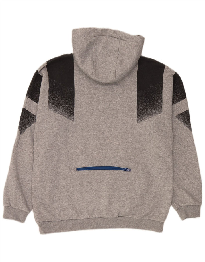 Adidas Pull à capuche en coton color block gris moyen pour homme