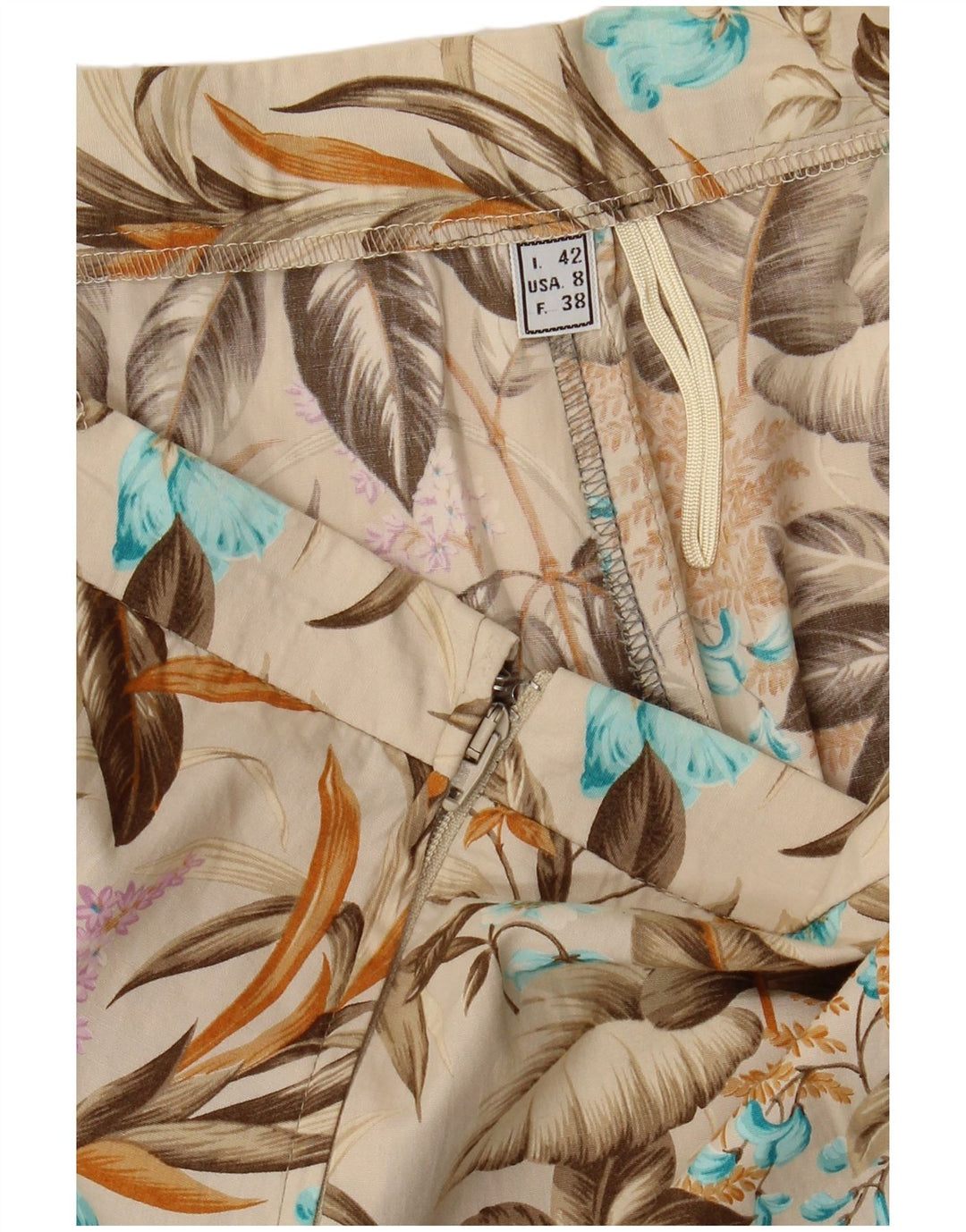 VINTAGE Jupe évasée femme IT 42 Medium W28 Beige Floral