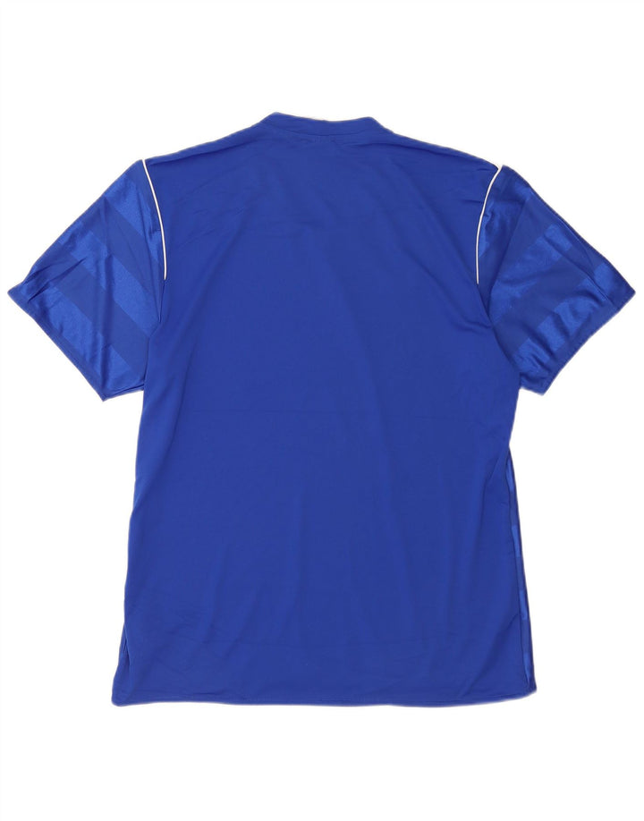 Adidas Homme Climalite T-Shirt Top Bleu Moyen Rayé Polyester