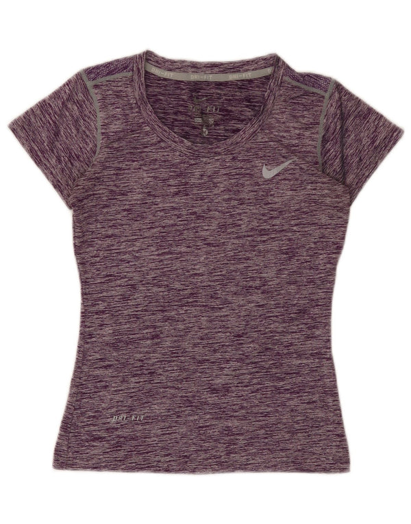 Nike T-shirt Dri Fit pour femme UK 12 Polyester moucheté violet moyen