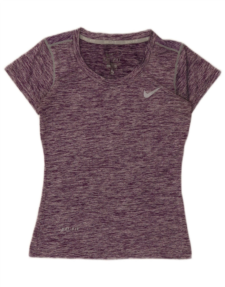 Nike T-shirt Dri Fit pour femme UK 12 Polyester moucheté violet moyen