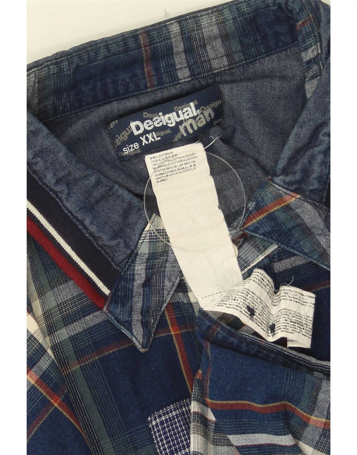Desigual Chemise Homme 2XL Bleu Marine Carreaux Coton