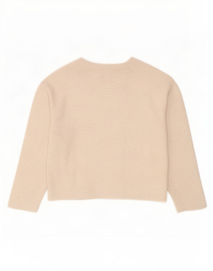 Zara Femme Crop Top Oversize Manches Longues UK 10 Petit Beige Polyester