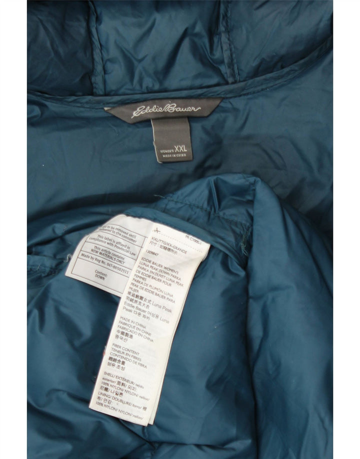 Eddie Bauer Veste matelassée à capuche pour femme UK 20 2XL Bleu Nylon