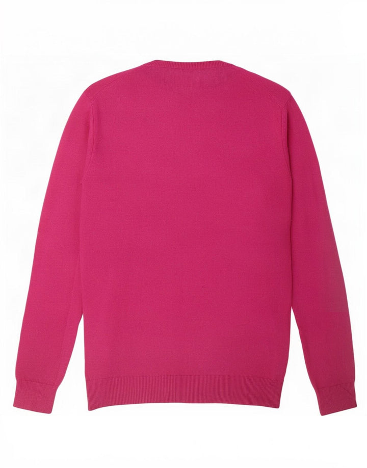 Benetton Pull à col rond pour femme UK 12 Laine rose moyen