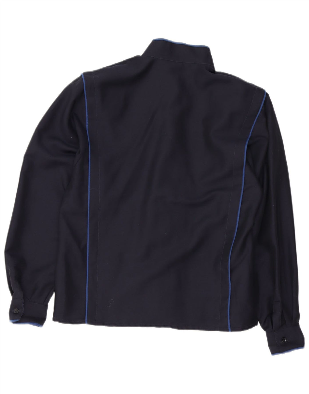 VINTAGE Chemisier Chemise Femme EU 38 Laine Bleu Marine Moyenne