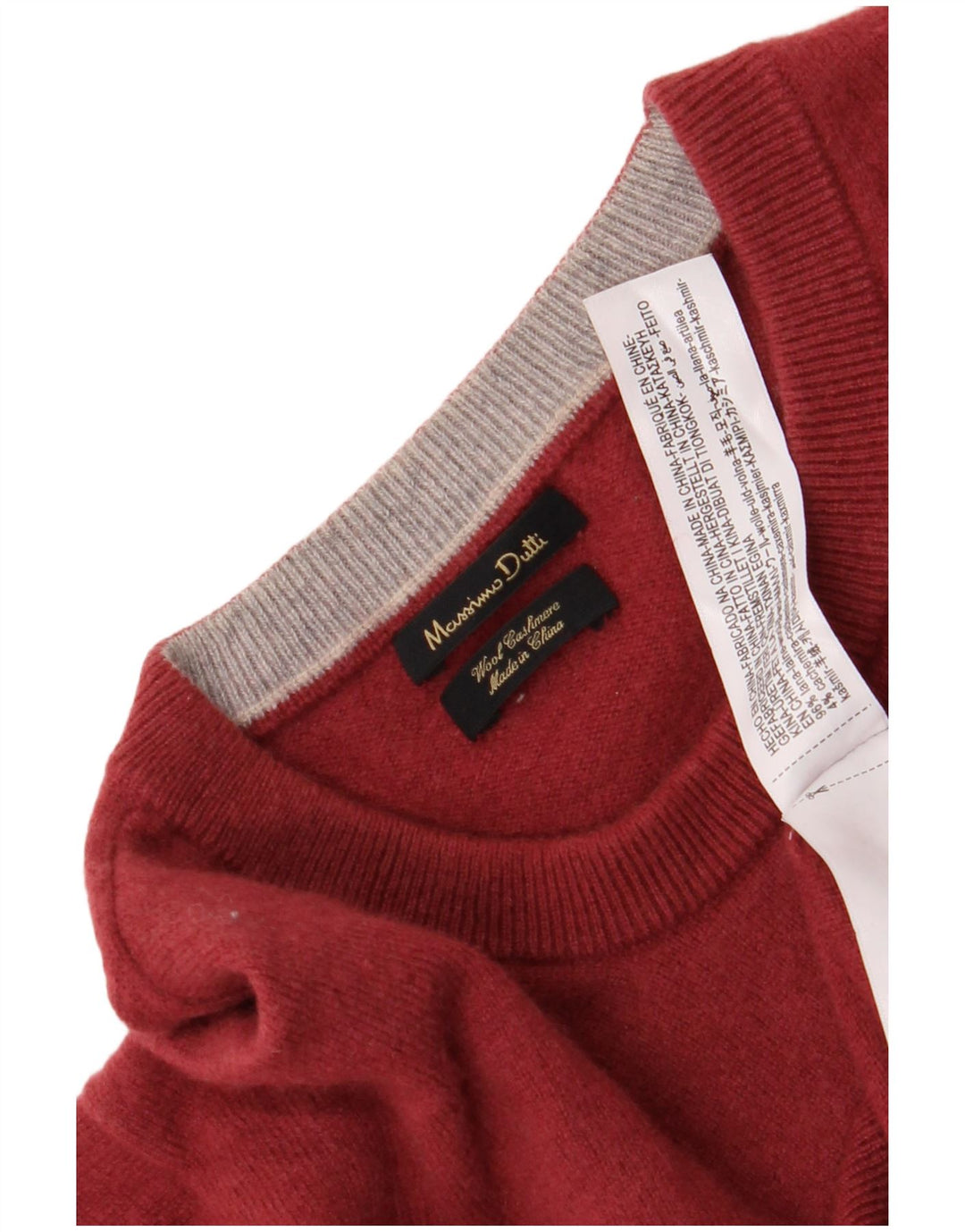 Massimo Dutti Pull col rond homme XL laine rouge