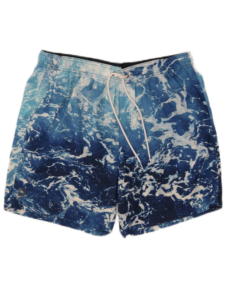 Marks & Spencer Short de bain à motif abstrait pour hommes, grand bleu, polyester
