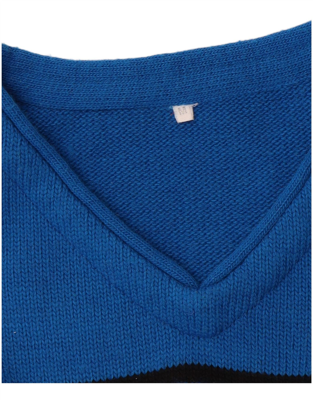 Pull vintage à col en V pour homme Bleu moyen Colourblock