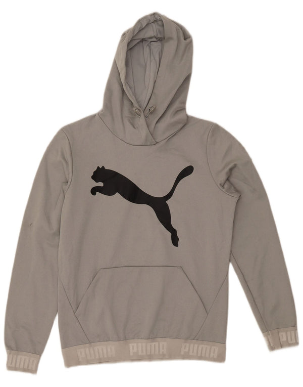 PUMA Womens Graphic Hoodie Jumper UK 12 Medium Grey Polyester
