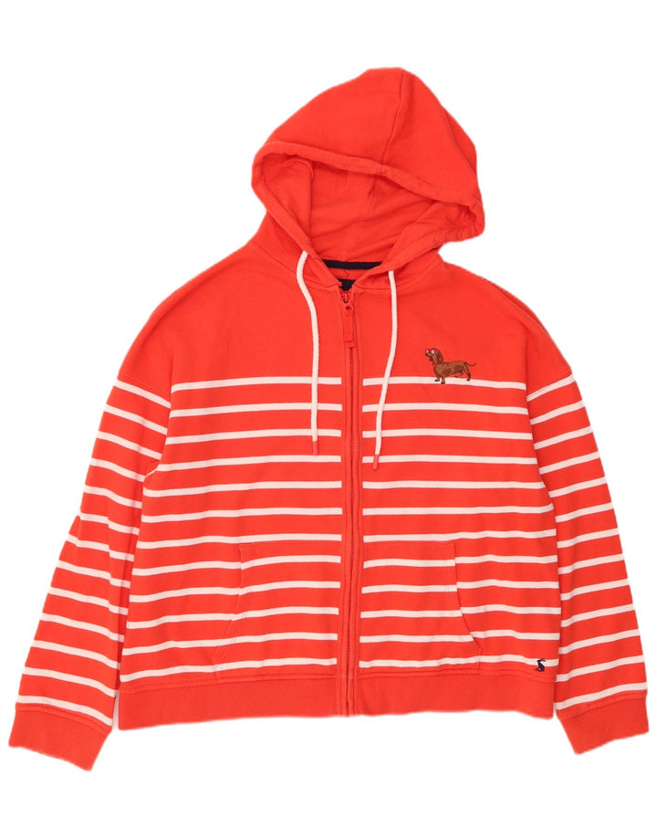 JOULES Pull à capuche court coupe ample avec fermeture éclair pour femme UK 14 Grand rayé rouge