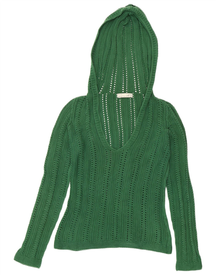 ZARA Pull à capuche pour femme UK 10 Petit coton vert