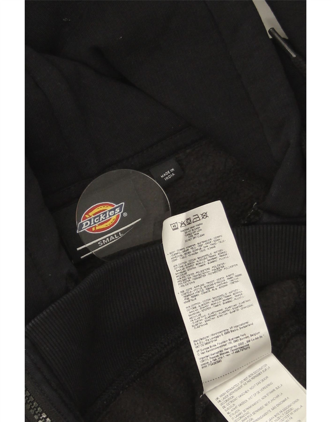 Dickies Pull à capuche zippé pour homme Petit coton noir