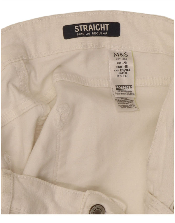 Marks & Spencer Jean droit régulier pour femme UK 20 2XL W40 L29 Blanc