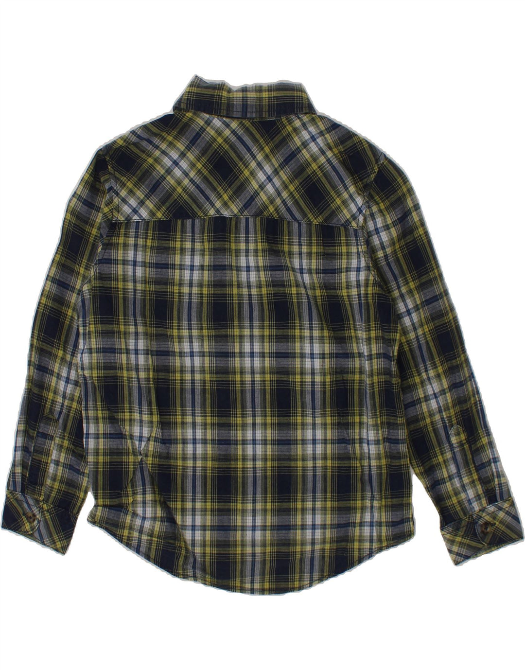 BENETTON Boys Shirt 6-7 Years Small Navy Blue Check Cotton Vintage Benetton and Second-Hand Benetton from Messina Hembry 