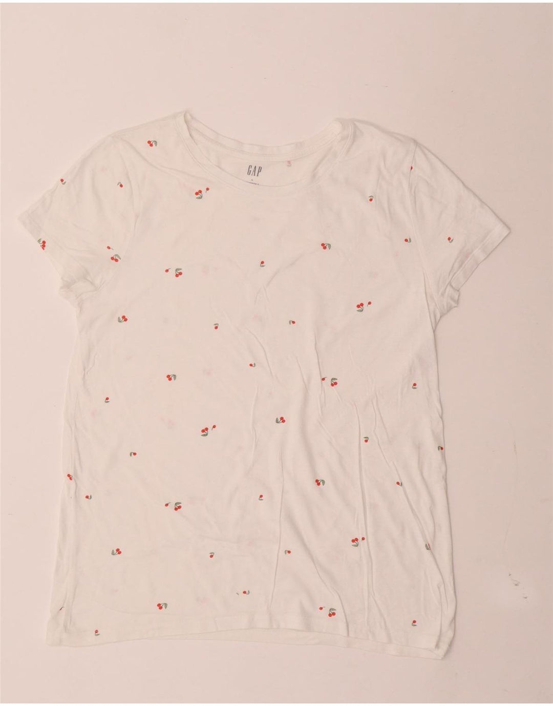 Gap T-Shirt Femme Top UK 14 Large Blanc Taché