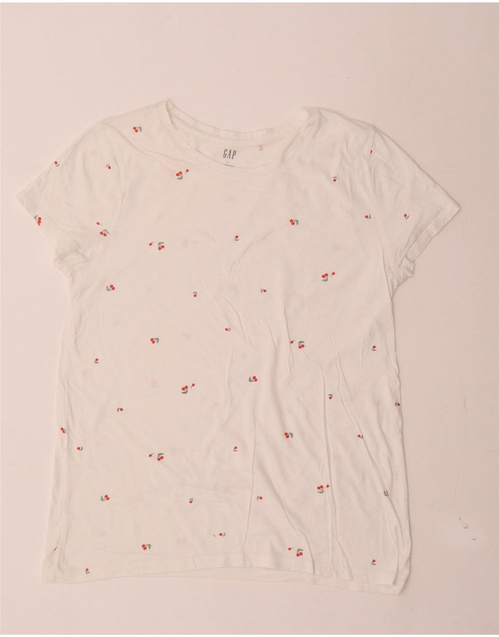 Gap T-Shirt Femme Top UK 14 Large Blanc Taché
