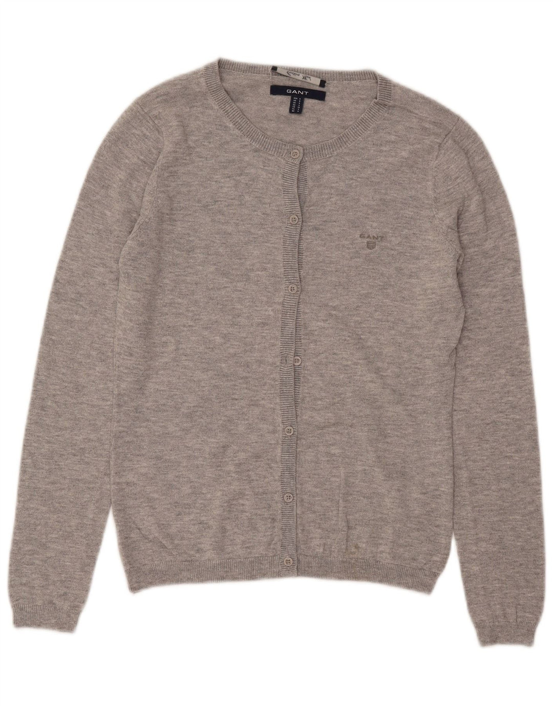 GANT Cardigan Femme Pull UK 10 Petit Gris Coton