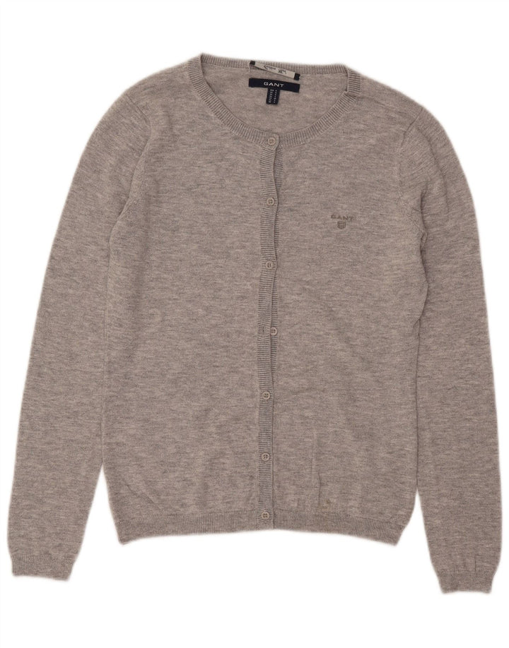 GANT Cardigan Femme Pull UK 10 Petit Gris Coton
