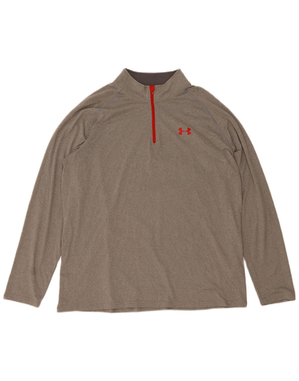 Under Armour Haut de Survêtement Heat Gear Zip Neck Pull Homme Gris XL