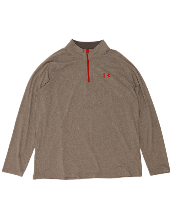Under Armour Haut de Survêtement Heat Gear Zip Neck Pull Homme Gris XL