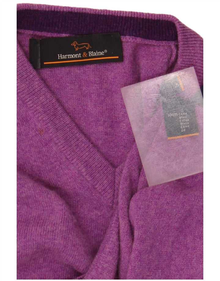 HARMONT & BLAINE Pull col V pour homme en laine violette