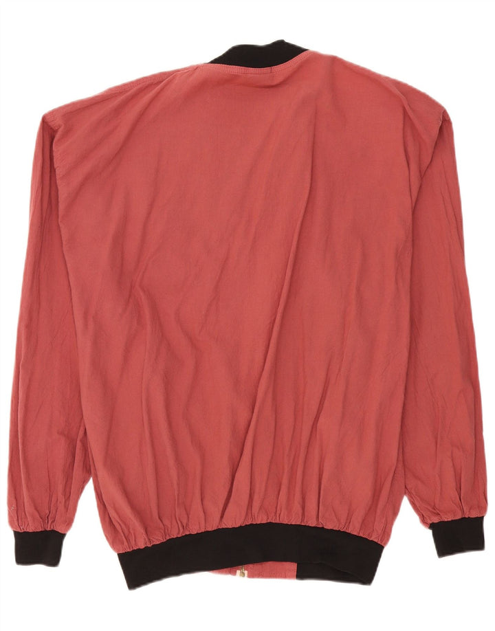 vintage Mens Loose Fit Bomber Jacket IT 48/50 Coton Rouge Moyen