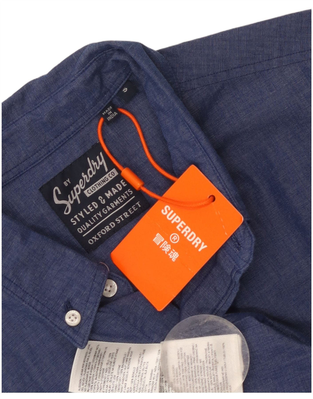 Superdry Chemise à Manches Courtes Homme Petit Bleu Coton