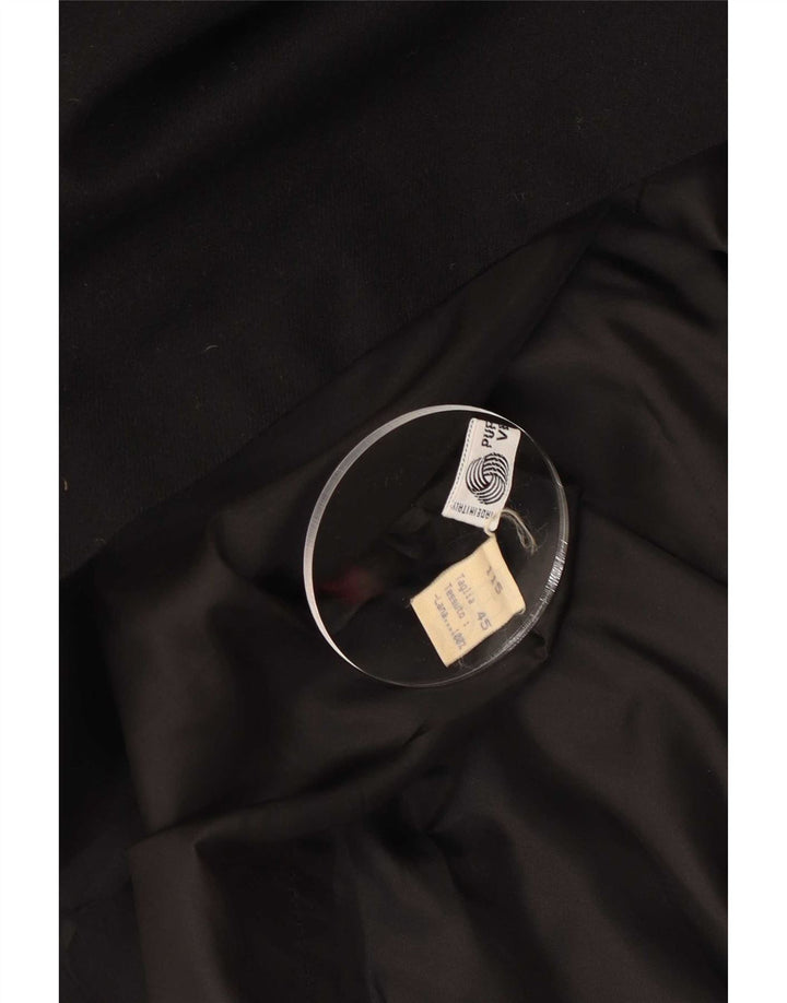 Veste Blazer Double Boutonnage Femme Vintage IT 45 Laine Noire Moyenne