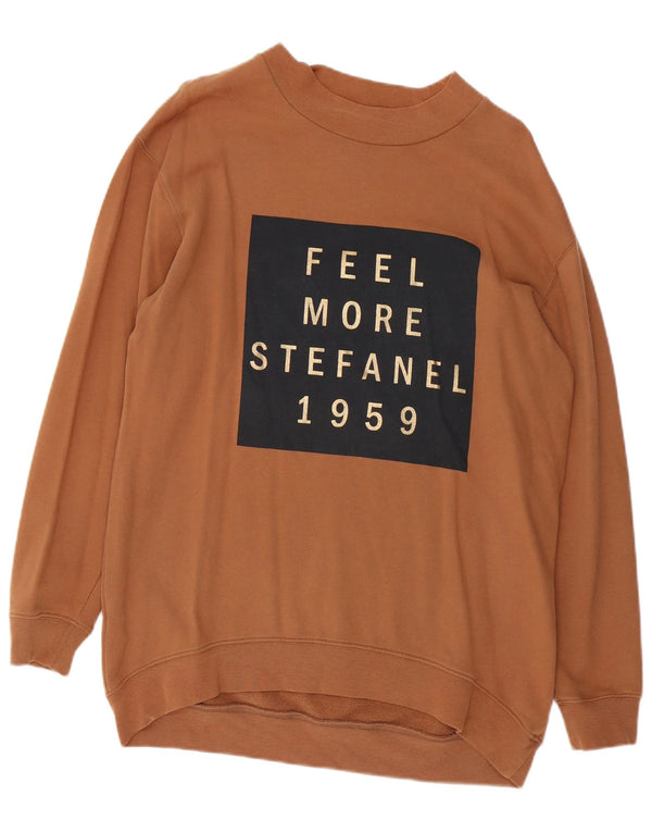 Stefanel Sweat-shirt graphique coupe ample pour femme UK 14 Marron moyen