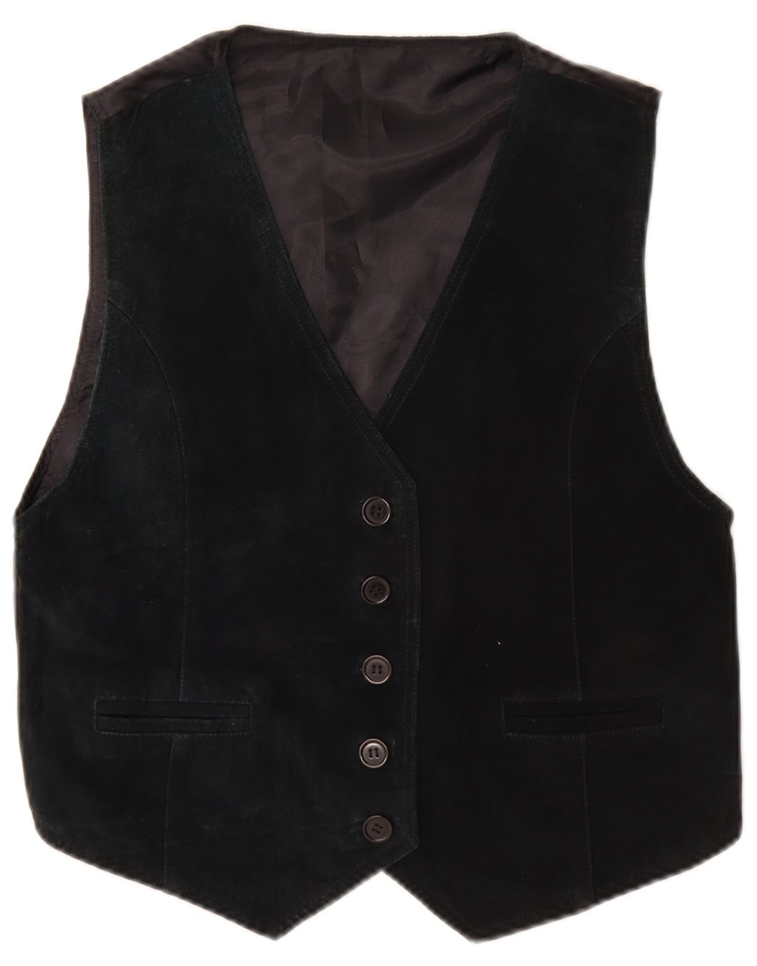 gilet en daim femme vintage UK 10 petit cuir noir