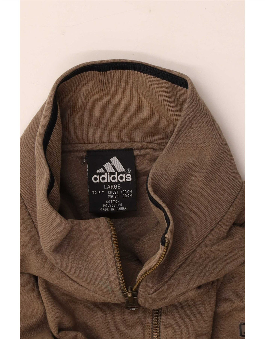 Adidas Sweat-shirt à col zippé pour homme, grand marron