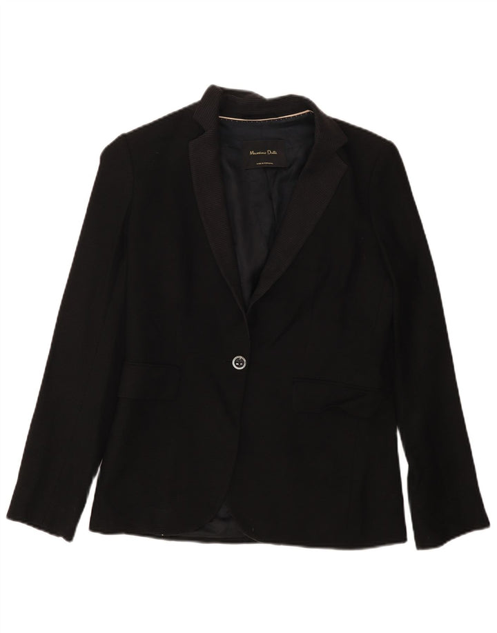 MASSIMO DUTTI Veste blazer 1 bouton pour femme EU 36 XS Laine noire