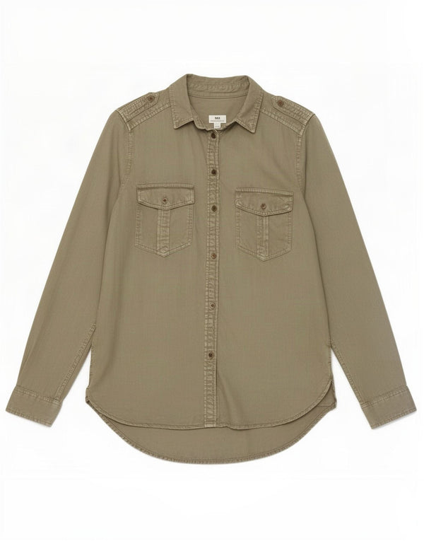 American Eagle Womens Boyfriend Fit Military Shirt UK 14 Medium Kaki