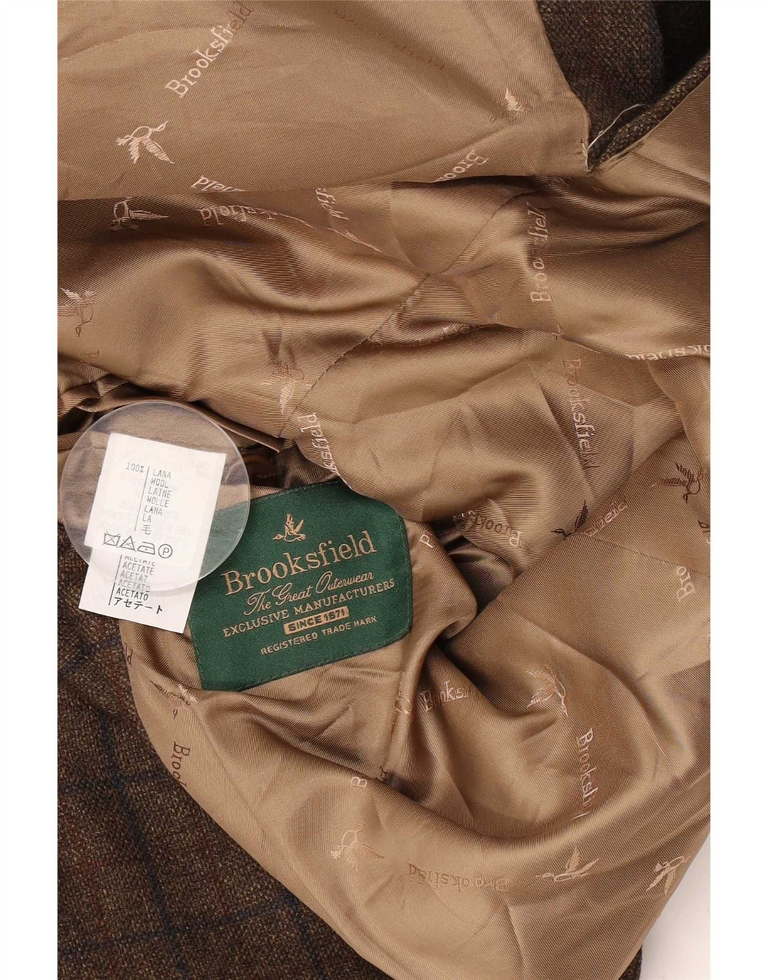 Brooksfield Veste blazer à 3 boutons pour homme UK 40 en laine à carreaux marron