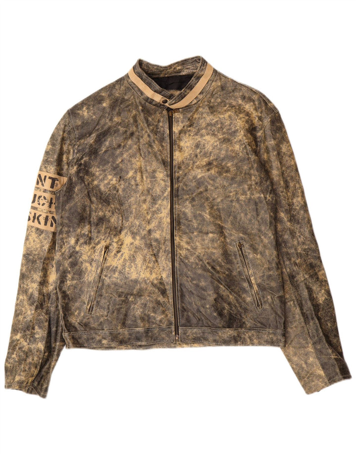 Bata Veste en cuir graphique pour homme IT 52 XL Cuir gris