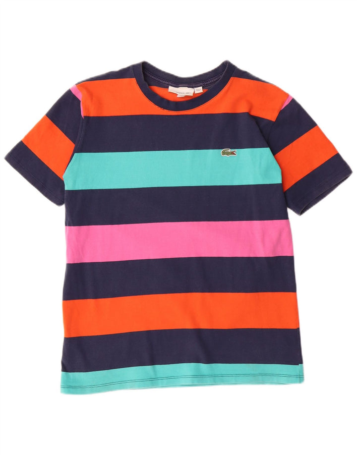Lacoste T-shirt graphique pour femme UK 14 Medium Multicolore Rayé