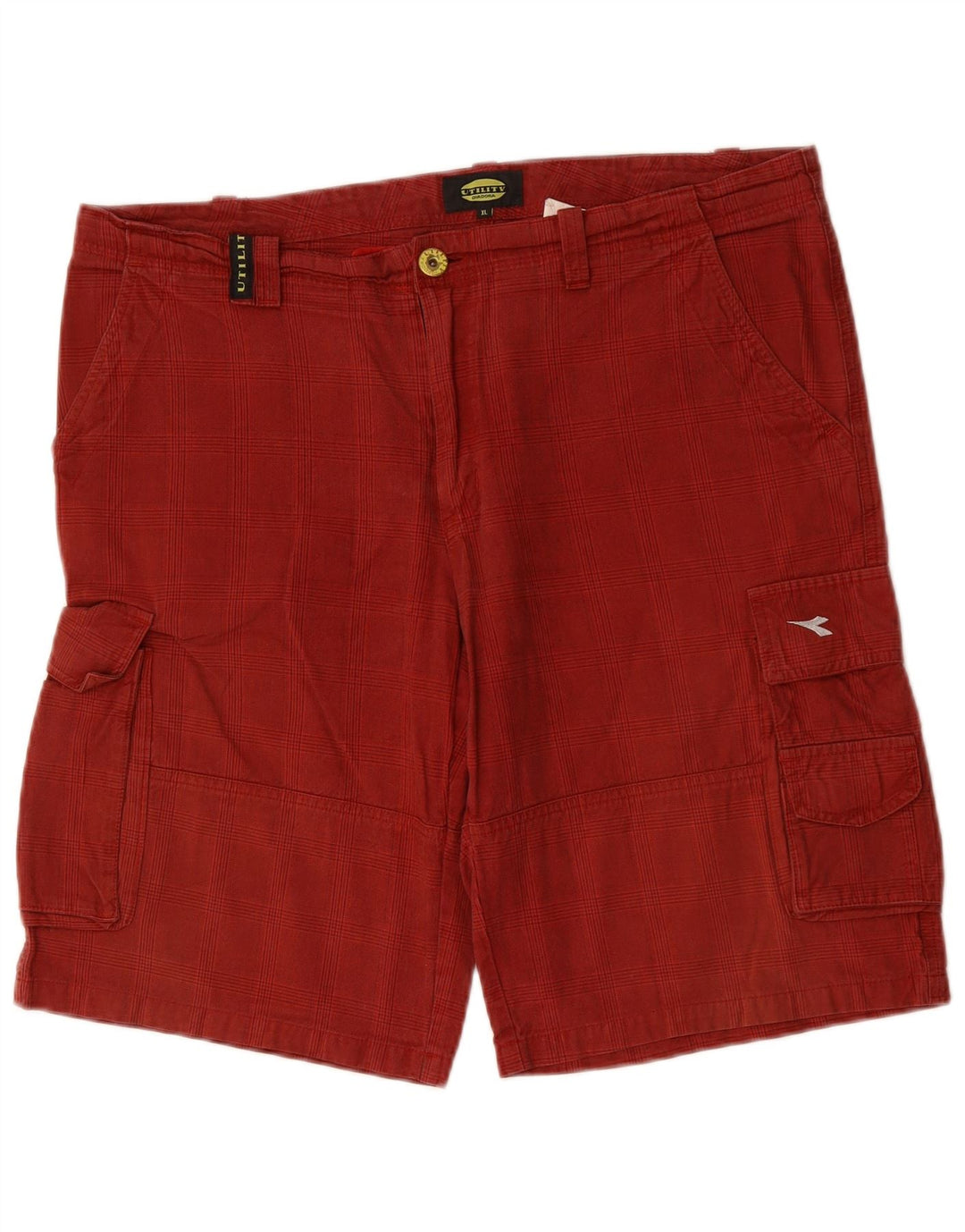 DIADORA Short Cargo Homme XL W38 Coton à Carreaux Rouge