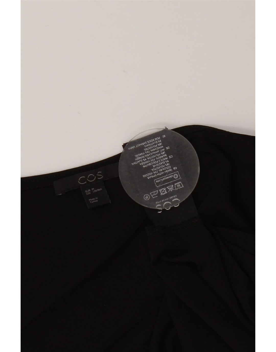COS Haut asymétrique épaule dénudée pour femme UK 42 Medium Noir Viscose