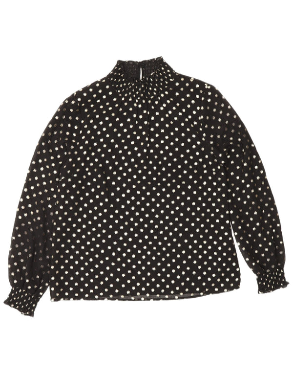 Oasis Chemisier à manches longues pour femme UK 12 Polyester à pois noir moyen