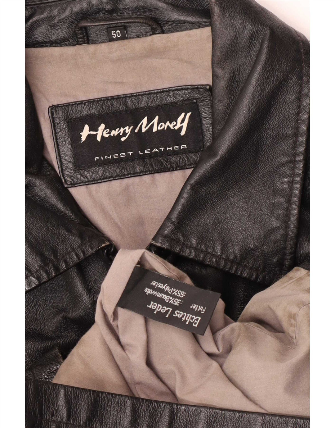 Henry Morell Veste en cuir pour homme IT 50 Large Noir