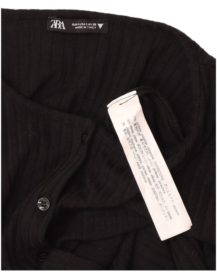 Zara Womens Longline Cardigan Sweater UK 8 Small Noir Polyester
