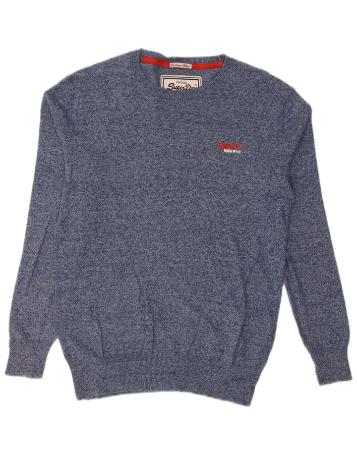 Superdry Pull Jersey Ras du Cou Homme Bleu Moyen Moucheté Coton