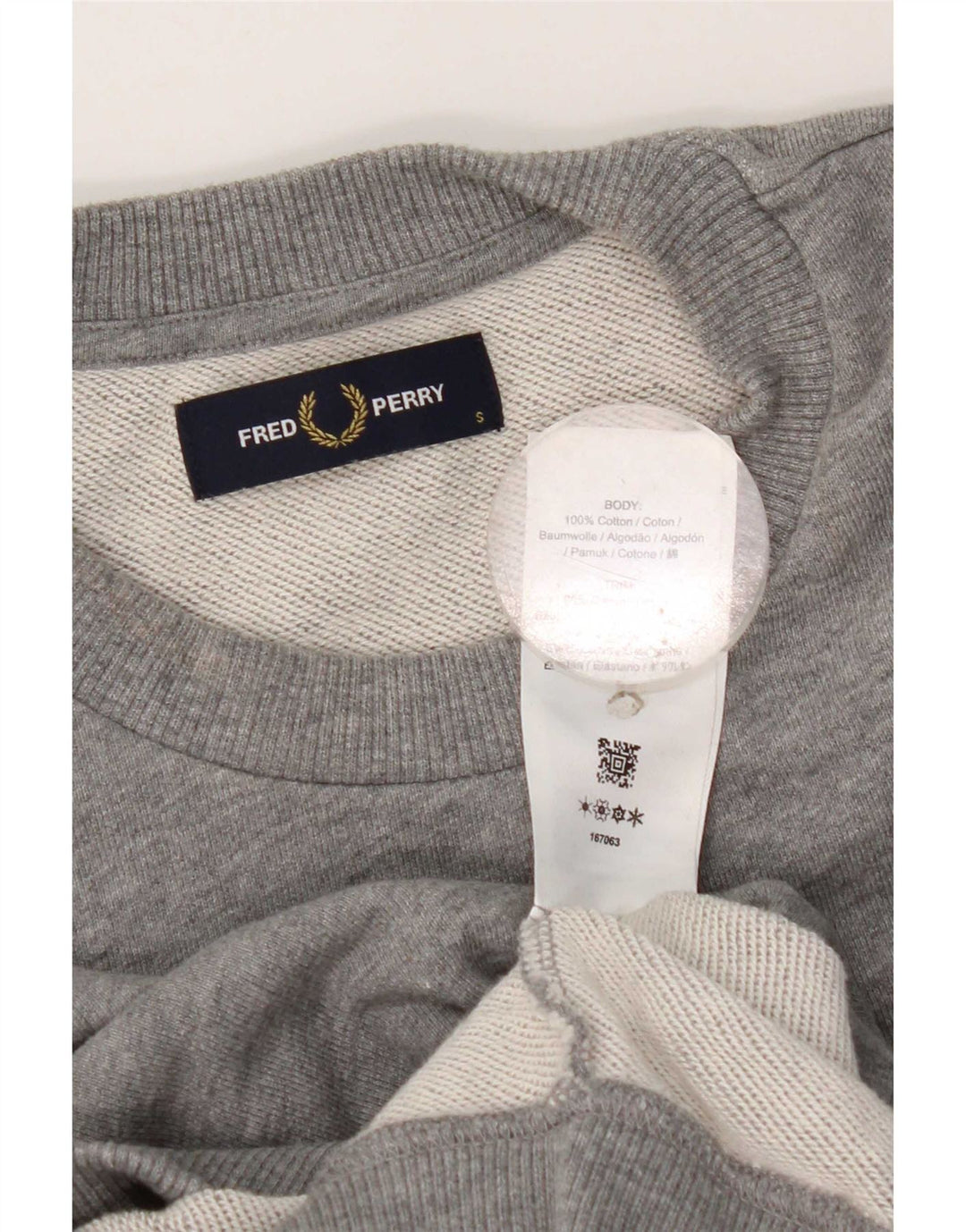 Fred Perry Sweat-shirt pour homme en coton gris Small
